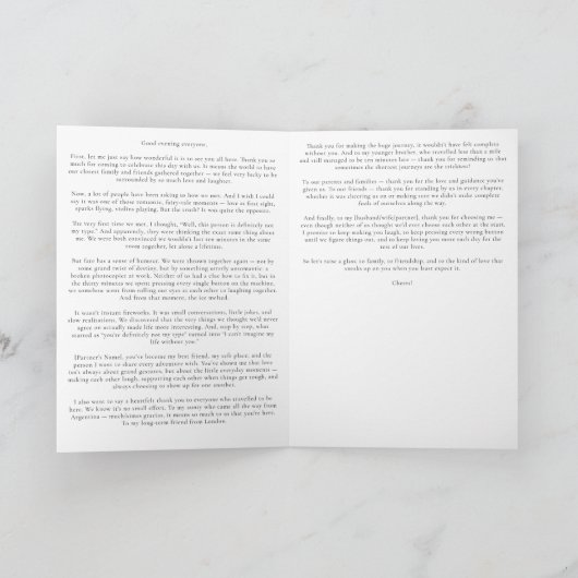 Ellesmere Moeder van de Bruid Wedding Speech Kaart (Binnen)