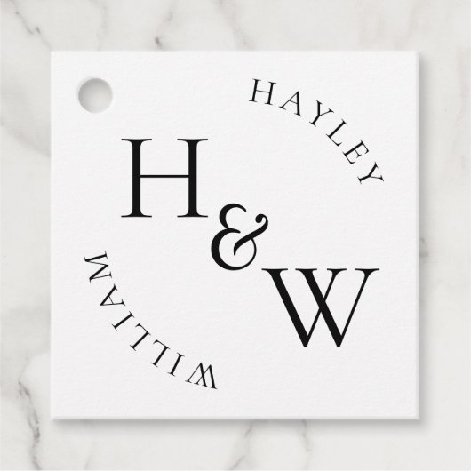 Ellesmere Monogram Trouwgunst Bedankjes Labels (Voorkant)