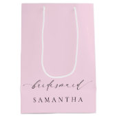 Ellesmere Roze Minimalistische Trouw Bruidsmeisje Medium Cadeauzakje (Achterkant)