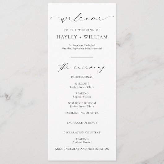 Ellesmere Wedding Ceremony Programma Programmakaart (Voorkant)