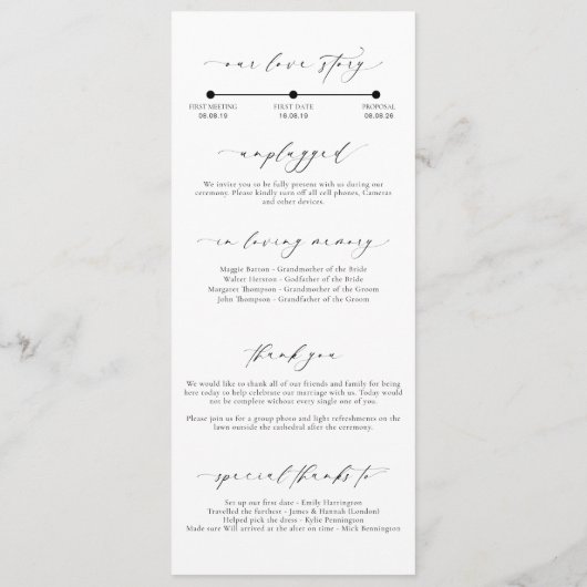 Ellesmere Wedding Ceremony Programma Programmakaart (Achterkant)