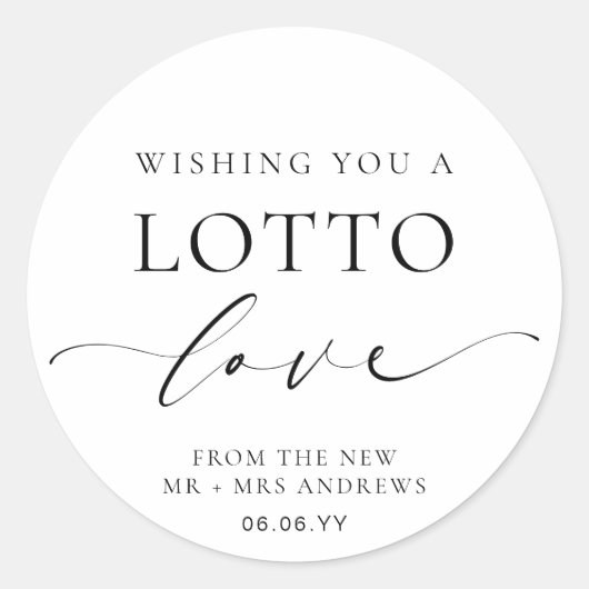 Ellesmere Wishing You A Lotto Love Bruiloft Ronde Sticker (Voorkant)