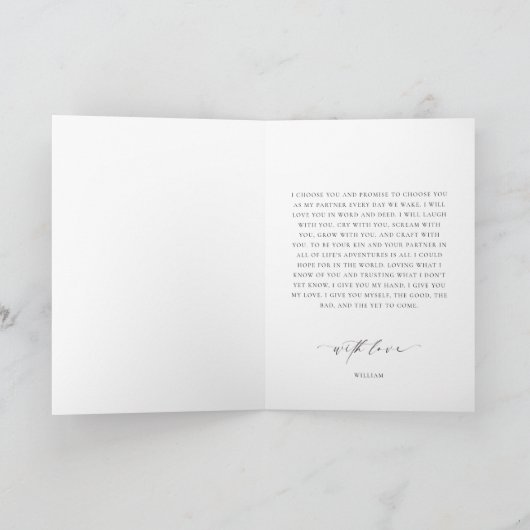 Ellesmere zijn belofte gelooft boek bruiloft bedankkaart (Binnen)