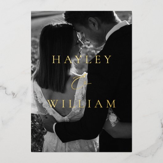 Ellesmere Zwart Moderne minimalistische bruiloft Folie Uitnodiging (Voorkant)