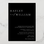 Ellesmere Zwart Moderne minimalistische bruiloft Folie Uitnodiging (Achterkant)