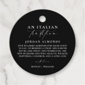 Ellesmere Zwarte Italiaanse traditie Suikeramandel Bedankjes Labels (Voorkant)