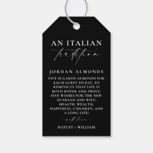 Ellesmere Zwarte Italiaanse traditie Suikeramandel Cadeaulabel