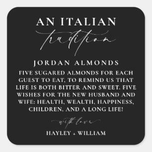 Ellesmere Zwarte Italiaanse traditie Suikeramandel Vierkante Sticker