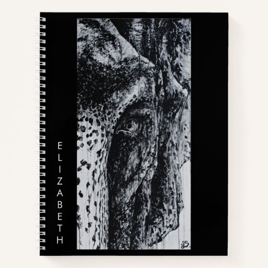 Ellie de Elephant Unique Wild Animal Portret Art Notitieboek (Voorkant)