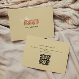 ELLIE Eenvoudige Retro & Krachtige QR Code Trouwka RSVP Kaartje