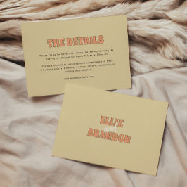 ELLIE eenvoudige retro moderne bruiloft details Informatiekaartje