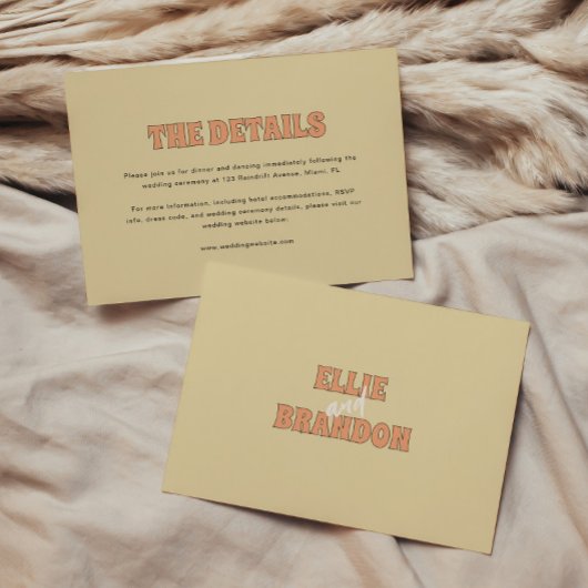 ELLIE eenvoudige retro moderne bruiloft details Informatiekaartje