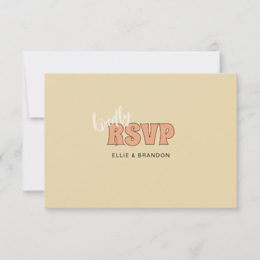 ELLIE Eenvoudige Retro & Vette QR Code Trouwen RSVP Kaartje (Voorkant)