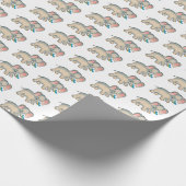 Ellie Elephant en de Bluebird geïsoleerd op wit Cadeaupapier (Hoek)