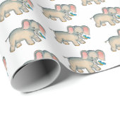 Ellie Elephant en de Bluebird geïsoleerd op wit Cadeaupapier (Rol Hoek)