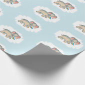 Ellie Elephant en de Bluebird op Blue Cadeaupapier (Hoek)