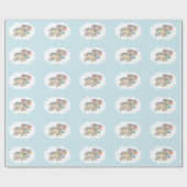 Ellie Elephant en de Bluebird op Blue Cadeaupapier (Vlak)