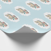Ellie Elephant en de Bluebird op Blue Cadeaupapier (Hoek)