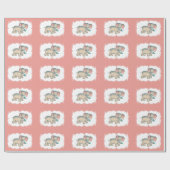 Ellie Elephant en de Bluebird op Roze Cadeaupapier (Vlak)