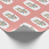 Ellie Elephant en de Bluebird op Roze Cadeaupapier (Hoek)