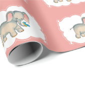 Ellie Elephant en de Bluebird op Roze Cadeaupapier (Rol Hoek)