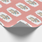 Ellie Elephant en de Bluebird op Roze Cadeaupapier (Hoek)