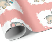 Ellie Elephant en de Bluebird op Roze Cadeaupapier (Rol Hoek)