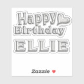Ellie Happy Birthday silver Aufkleber Sticker (Vel)