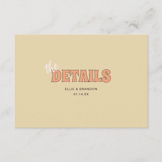 ELLIE Moderne Retro QR Code Trouwdetails Informatiekaartje (Voorkant)