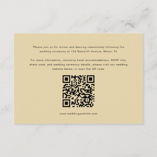 ELLIE Moderne Retro QR Code Trouwdetails Informatiekaartje (Achterkant)