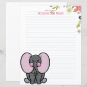 Ellie Phant Floral Lined Paper Sheet (Voorkant / Achterkant)