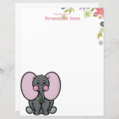 Ellie Phant Floral Ongevoerd Papieren Blad (Voorkant / Achterkant)