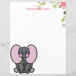 Ellie Phant Floral Ongevoerd Papieren Blad