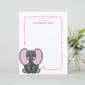 Ellie Phant Pink Lined Paper Sheet (Staand voorkant)