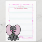 Ellie Phant Pink Lined Paper Sheet (Voorkant)