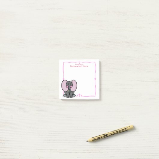 Ellie Phant Pink Post-it® Notes (Op bureau)