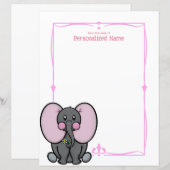 Ellie Phant Roze Ongevoerd Papierblad (Voorkant / Achterkant)