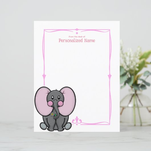 Ellie Phant Roze Ongevoerd Papierblad (Staand voorkant)