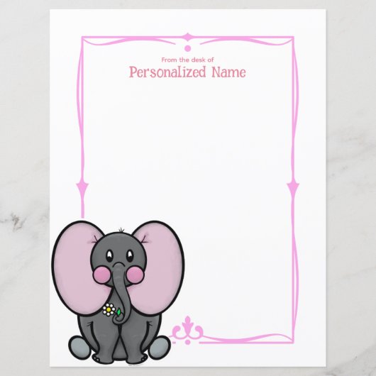 Ellie Phant Roze Ongevoerd Papierblad (Voorkant)
