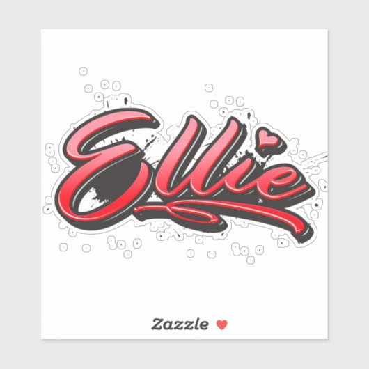 Ellie red Heart Graffiti Aufkleber Sticker (Vel)