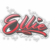 Ellie red Heart Graffiti Aufkleber Sticker (Voorkant)