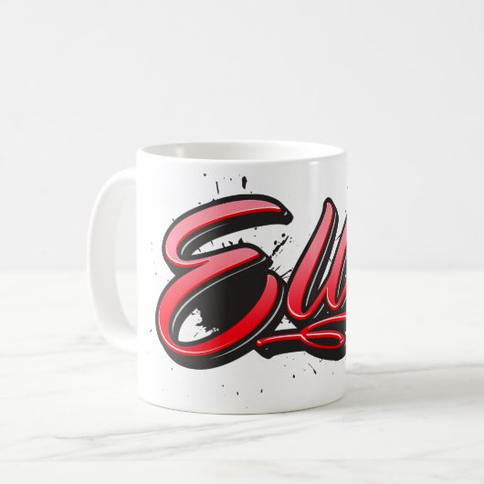 Ellie red Heart Graffiti Tasse Kaffeetasse Koffiemok (Voorkant links)