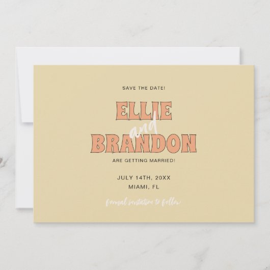 ELLIE Retro Bold Lettering Trouwfoto Save The Date (Voorkant)