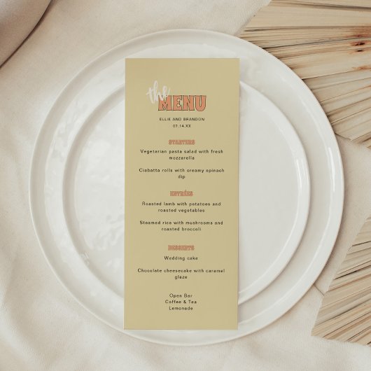 ELLIE Retro Modern & Bold Beige Trouwen Menu