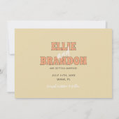 ELLIE Retro Modern & Bold Beige Trouwen Save The Date (Achterkant)