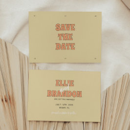 ELLIE Retro Modern & Bold Beige Trouwen Save The Date