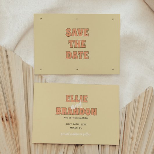 ELLIE Retro Modern & Bold Beige Trouwen Save The Date