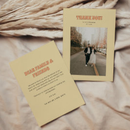 ELLIE Retro moderne & gewaagde trouwfoto Bedankkaart