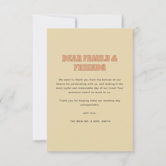 ELLIE Retro moderne & gewaagde trouwfoto Bedankkaart (Achterkant)