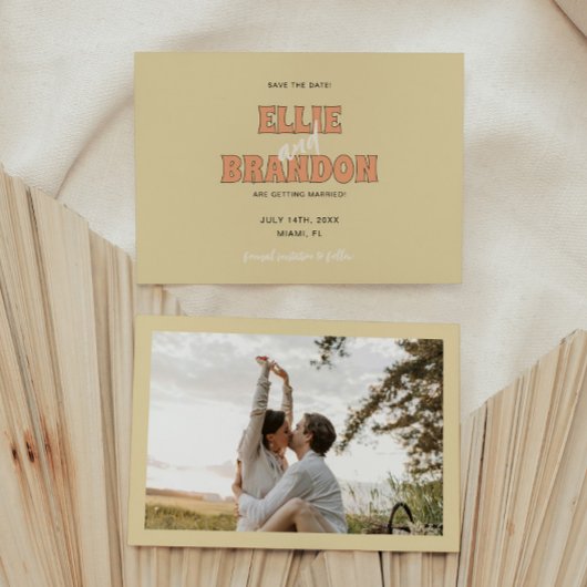 ELLIE Retro Vet Letterwerk Huwelijksfoto Save The Date